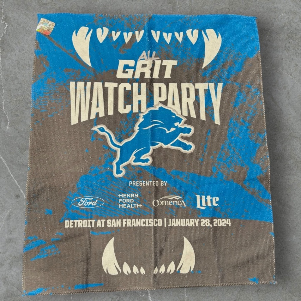 DETROIT LIONS ALL GRIT WATCH PARTY RALLY TOWEL vs 49ERS (NFC Championship)